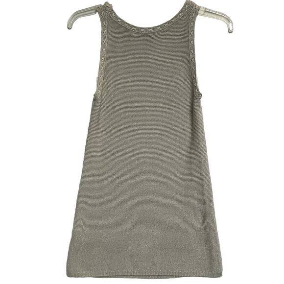 White House Black Market Tunic Length Tank Oatmeal, Gold Threading Glittery, XS - Picture 3 of 13